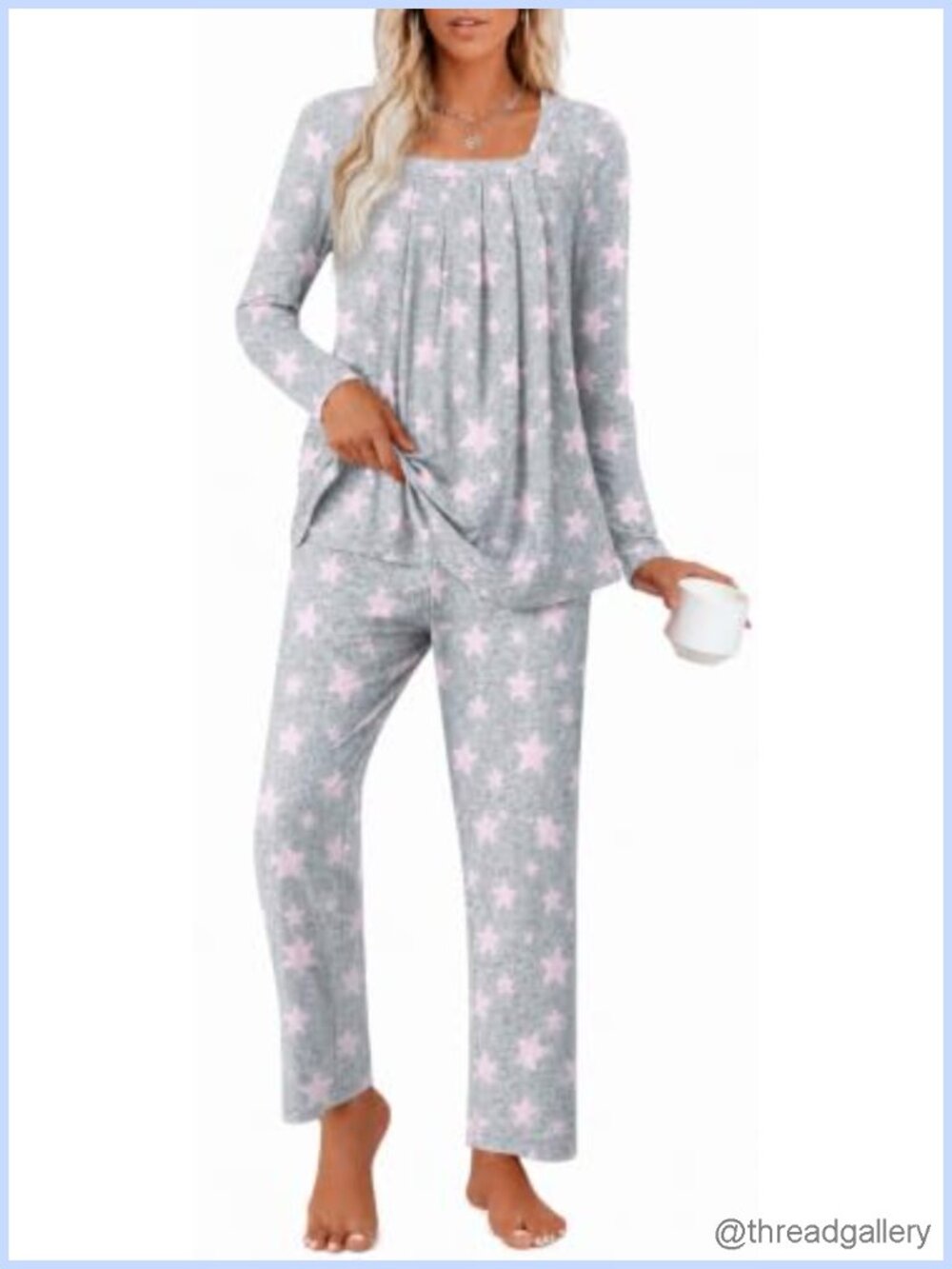 Women's 2 Piece Pajama Set Long Sleeve Top & Pants Lounge Sleepwear Pockets